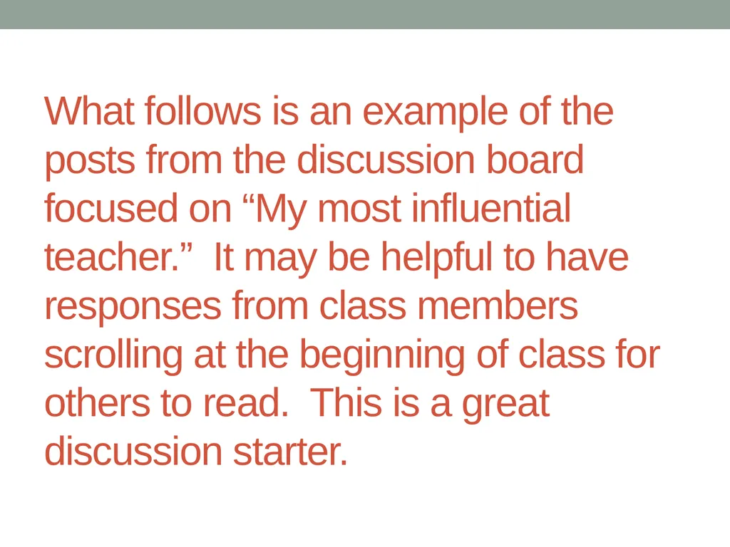 What follows is an example of the posts from the - slide 1 of 9