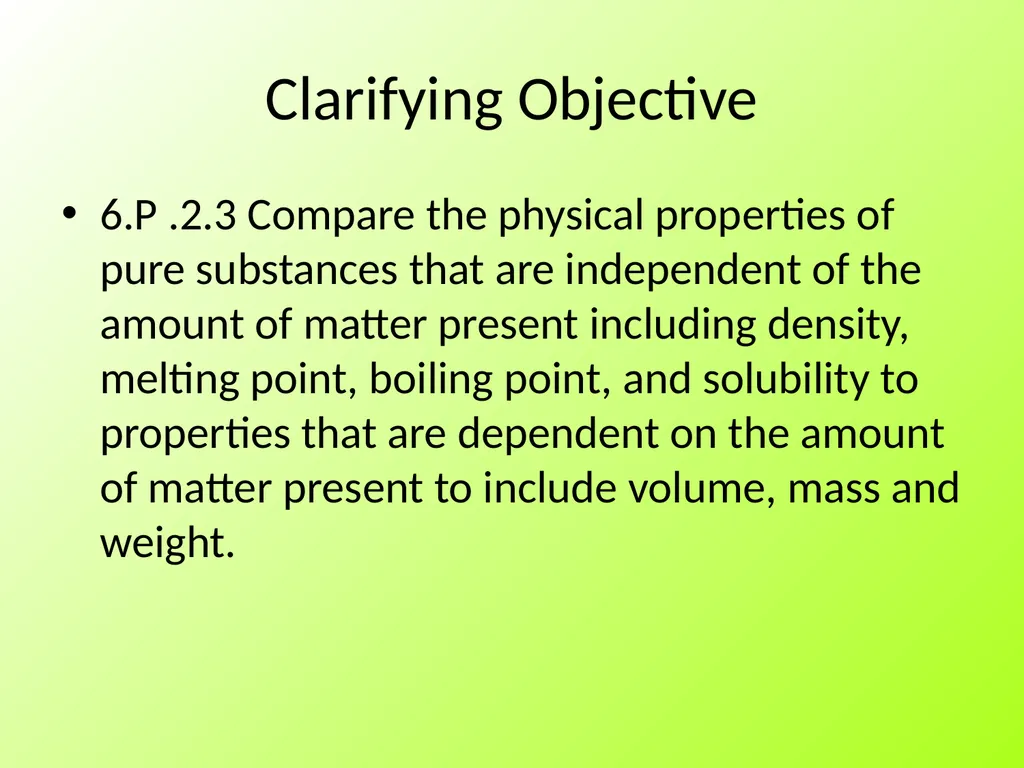 Physical Properties of Pure Substances Intensive - slide 3 of 28