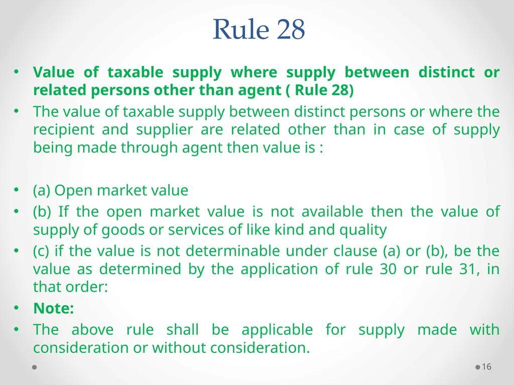 Value of Supply in GST Presented by PAMS - slide 16 of 35