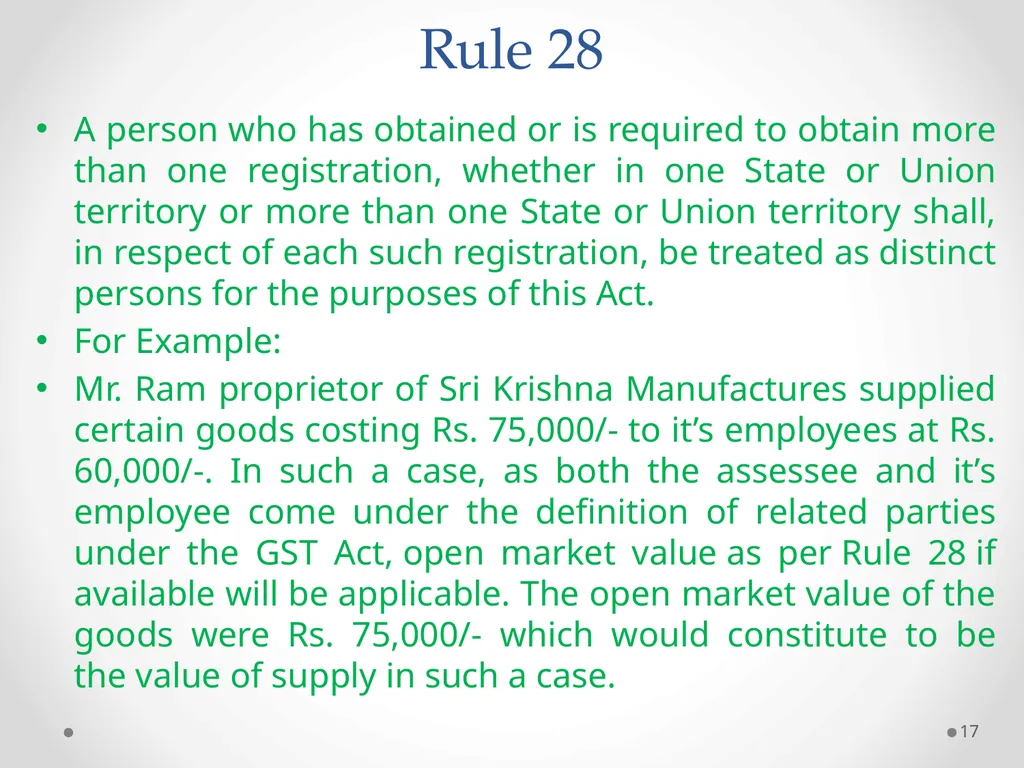 Value of Supply in GST Presented by PAMS - slide 17 of 35
