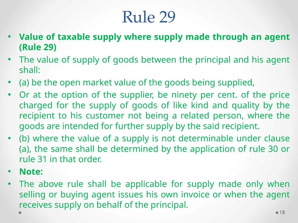 Value of Supply in GST Presented by PAMS - slide 18 of 35