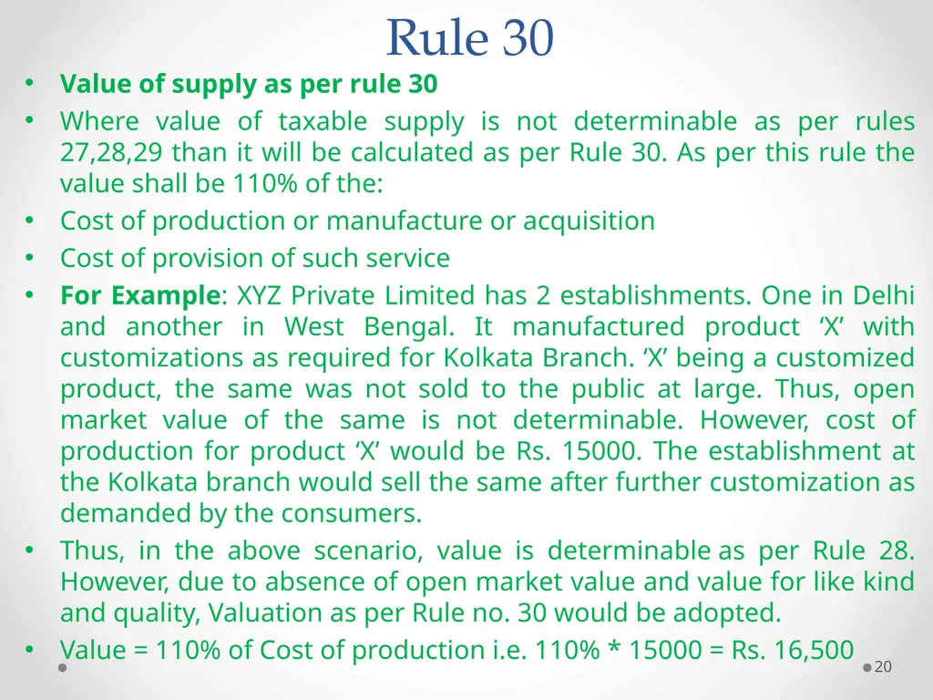 Value of Supply in GST Presented by PAMS - slide 20 of 35