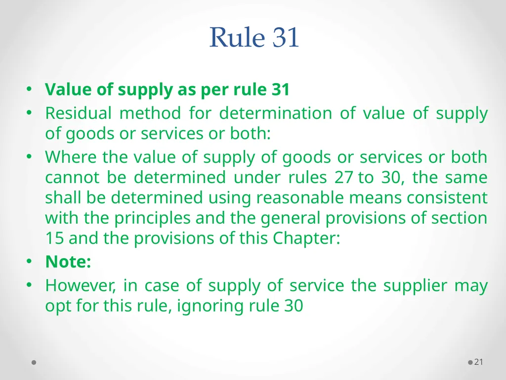 Value of Supply in GST Presented by PAMS - slide 21 of 35