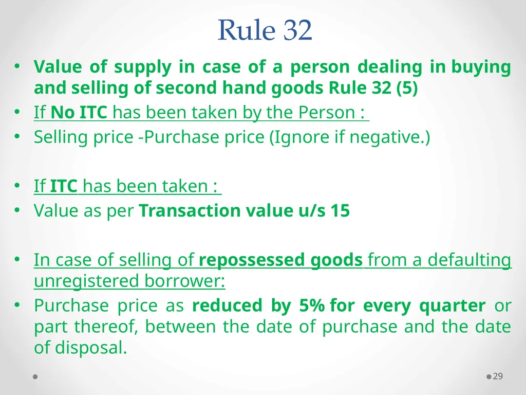 Value of Supply in GST Presented by PAMS - slide 29 of 35