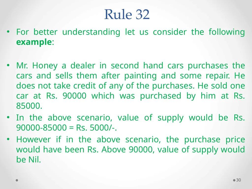 Value of Supply in GST Presented by PAMS - slide 30 of 35