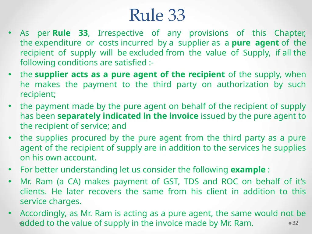 Value of Supply in GST Presented by PAMS - slide 32 of 35