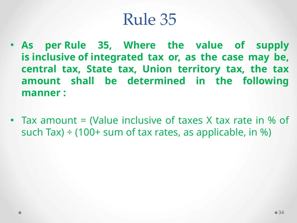 Value of Supply in GST Presented by PAMS - slide 34 of 35
