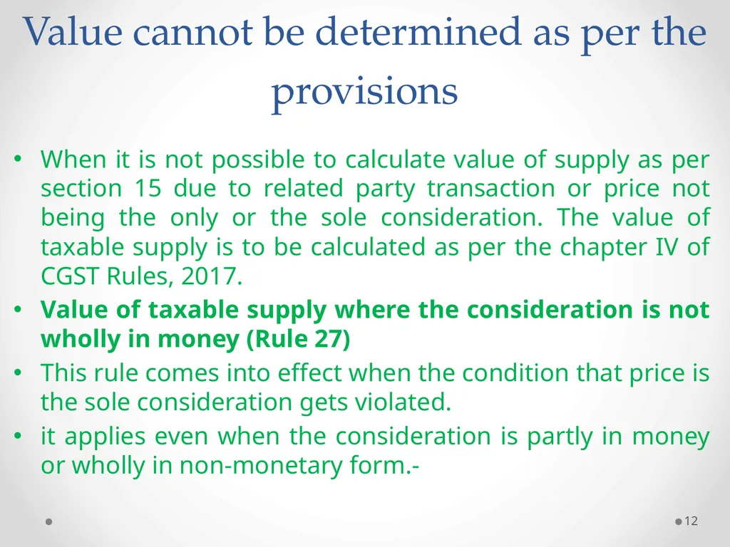 Value of Supply in GST Presented by PAMS - slide 12 of 35