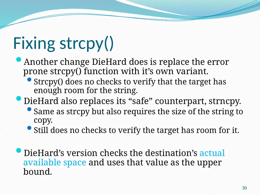 DieHard: Probabilistic Memory Safety for Unsafe - slide 30 of 45