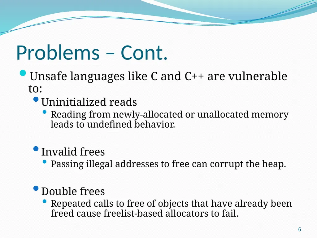 DieHard: Probabilistic Memory Safety for Unsafe - slide 6 of 45