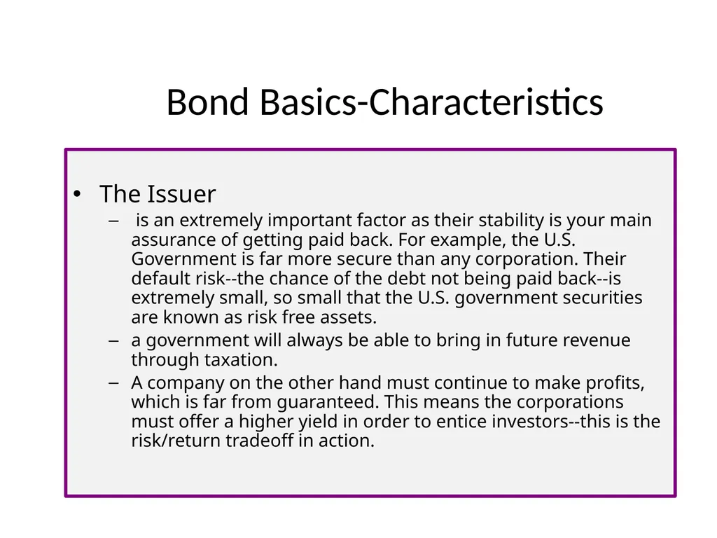 Types of Debt Bond Basics The problem large - slide 6 of 20