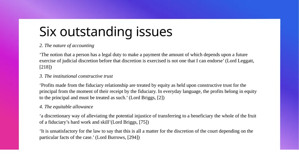 DISGORGING PROFITS FOR BREACH OF FIDUCIARY DUTY: - slide 13 of 14