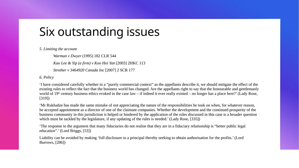 DISGORGING PROFITS FOR BREACH OF FIDUCIARY DUTY: - slide 14 of 14