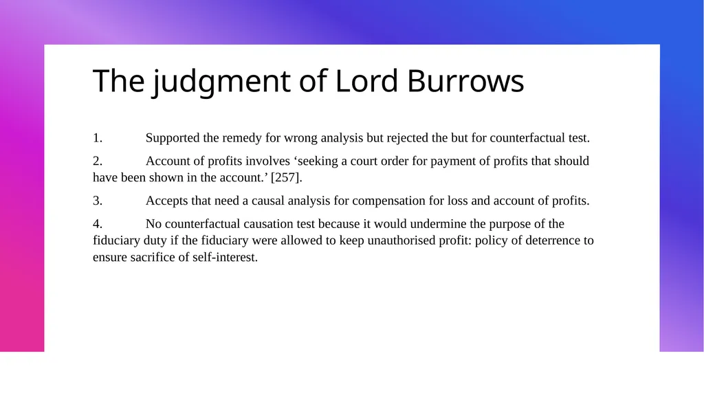DISGORGING PROFITS FOR BREACH OF FIDUCIARY DUTY: - slide 11 of 14