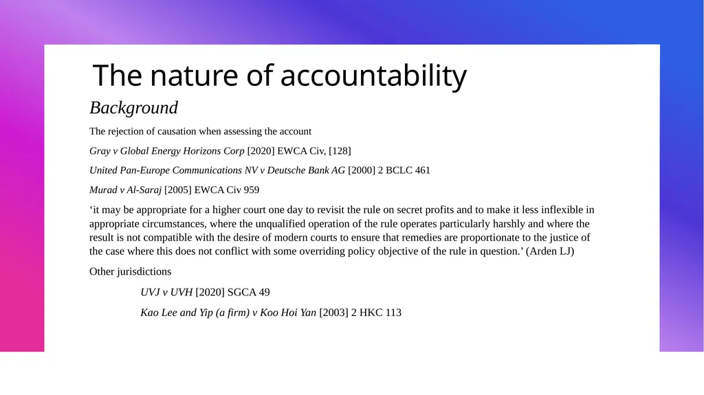 DISGORGING PROFITS FOR BREACH OF FIDUCIARY DUTY: - slide 5 of 14