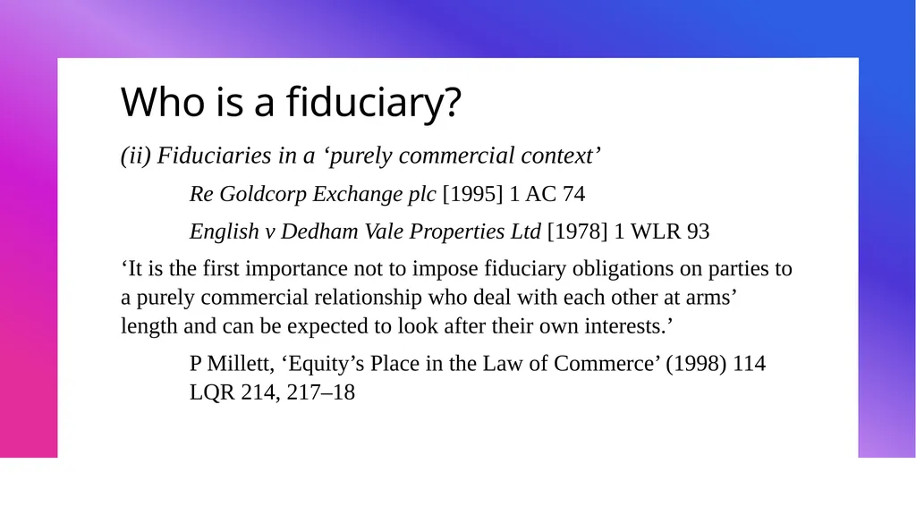 DISGORGING PROFITS FOR BREACH OF FIDUCIARY DUTY: - slide 3 of 14