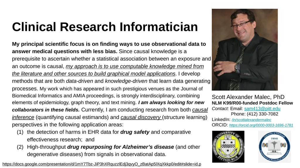 Clinical Research Informatician My principal - slide 1 of 4