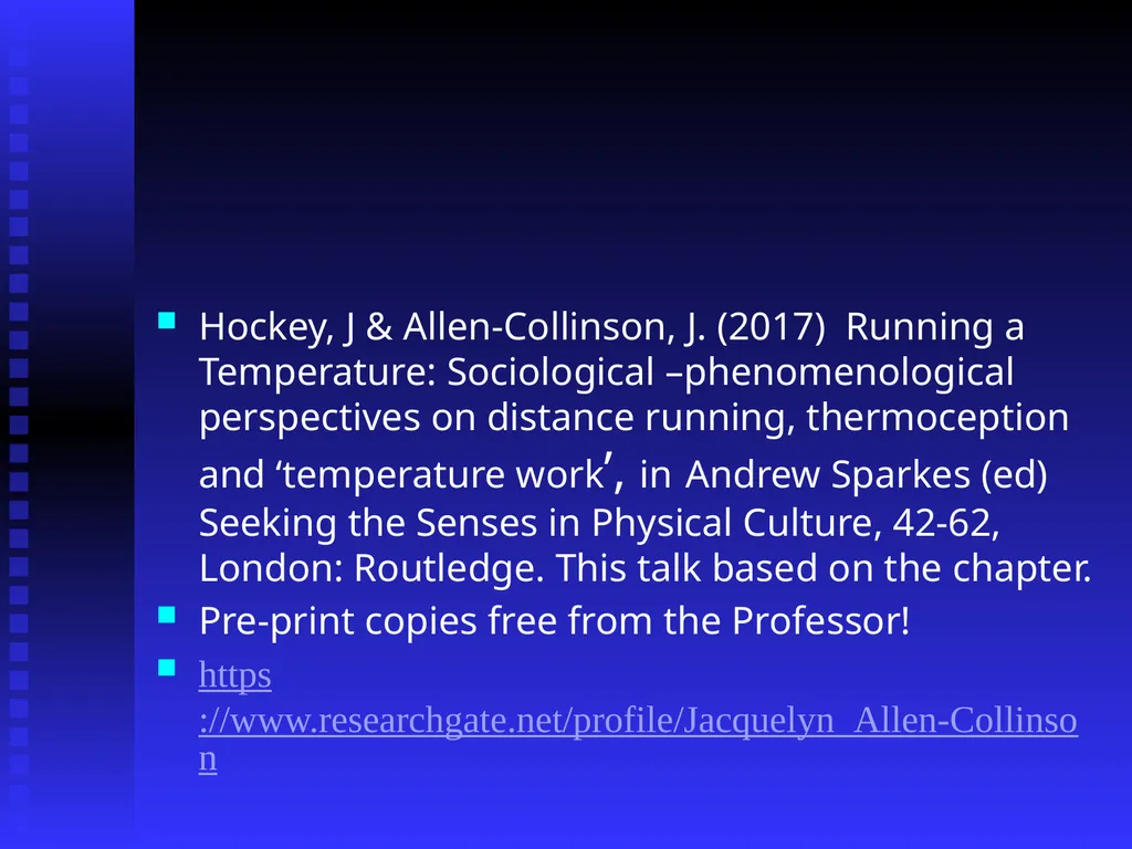 Running a Temperature: Distance Running, - slide 2 of 29
