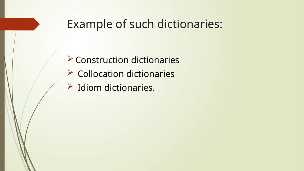 Typology of specialized dictionaries Syntagmatic - slide 6 of 19