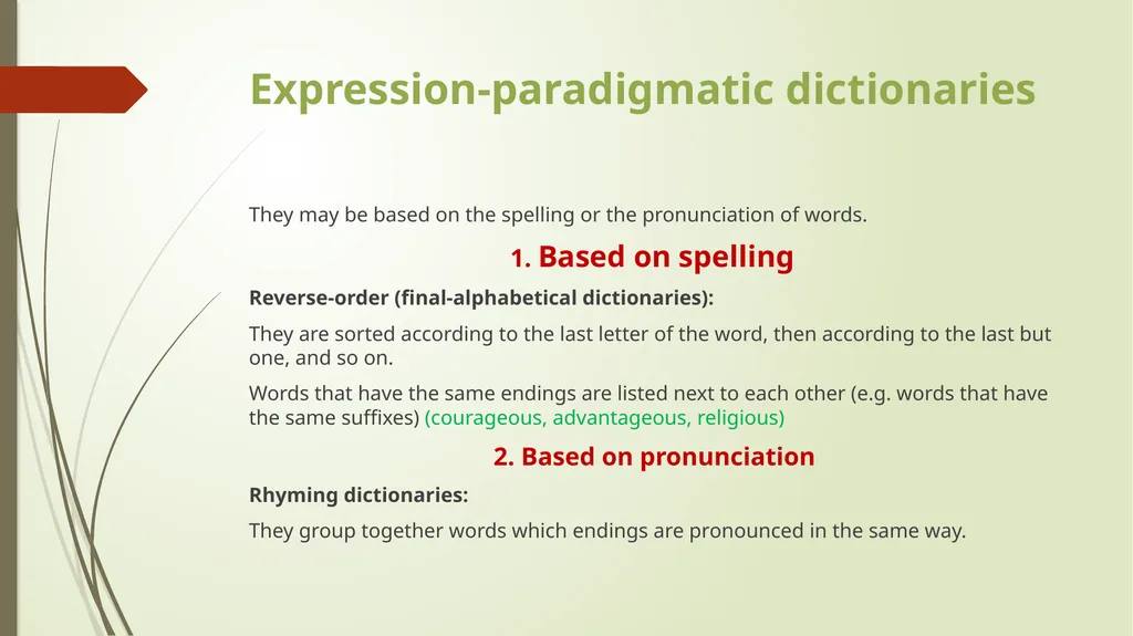 Typology of specialized dictionaries Syntagmatic - slide 17 of 19