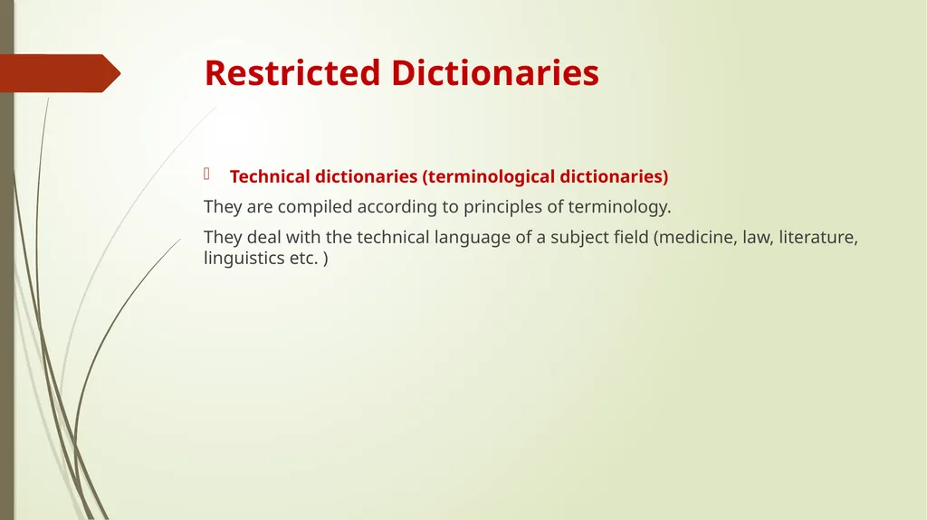 Typology of specialized dictionaries Syntagmatic - slide 18 of 19