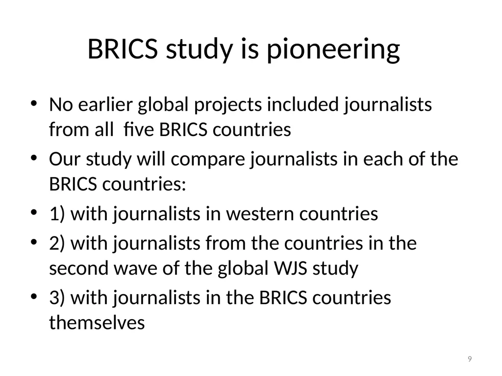 Journalists in online media: Perspectives from the - slide 9 of 18