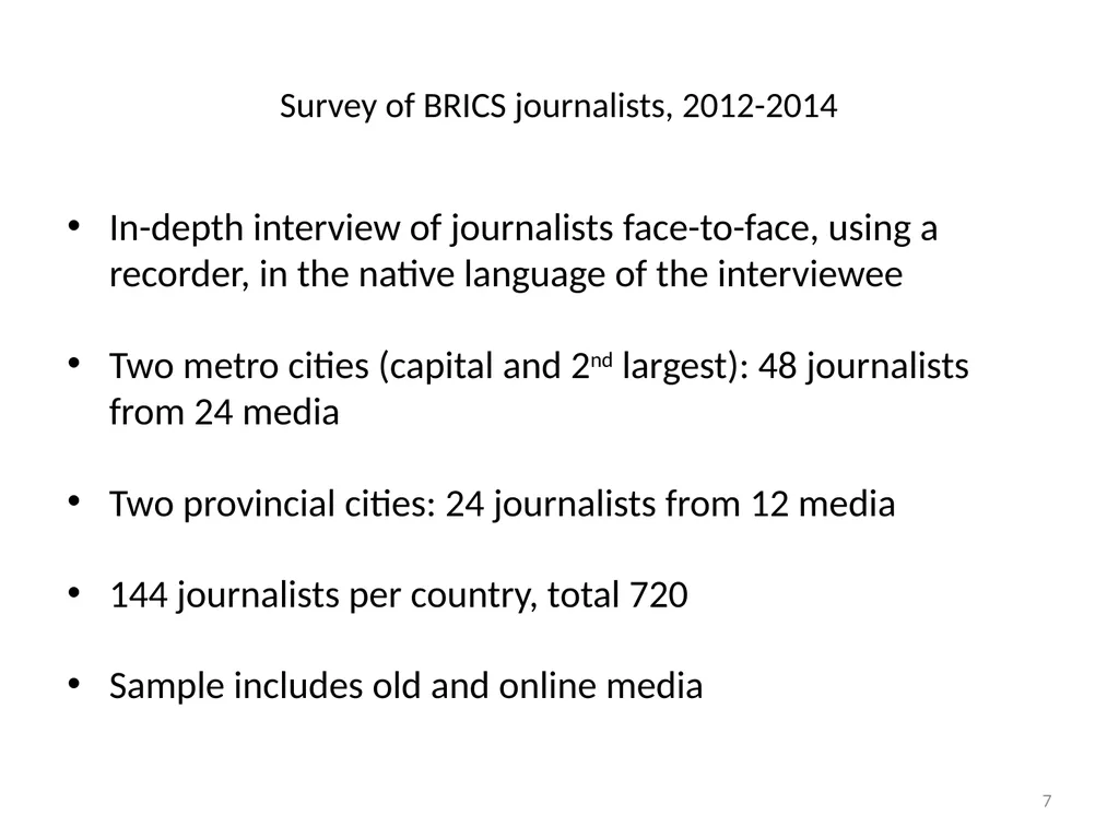 Journalists in online media: Perspectives from the - slide 7 of 18