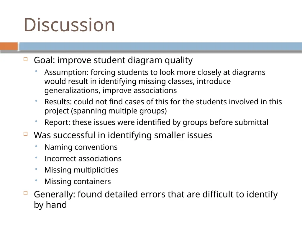Experiences with a UML Diagram Critique Tool - slide 35 of 37