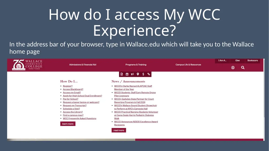 WCC Technology & Online Learning Orientation 105: - slide 12 of 31