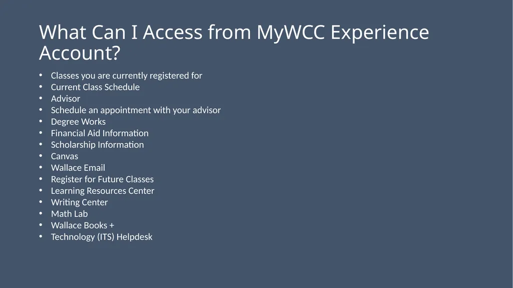 WCC Technology & Online Learning Orientation 105: - slide 15 of 31