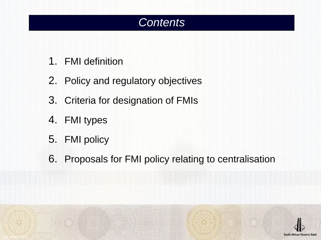 QB March 2011 Financial Market Infrastructures - slide 2 of 12