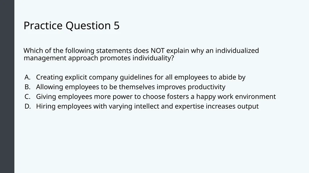 Organizational Behavior Module 4: Individual - slide 20 of 21