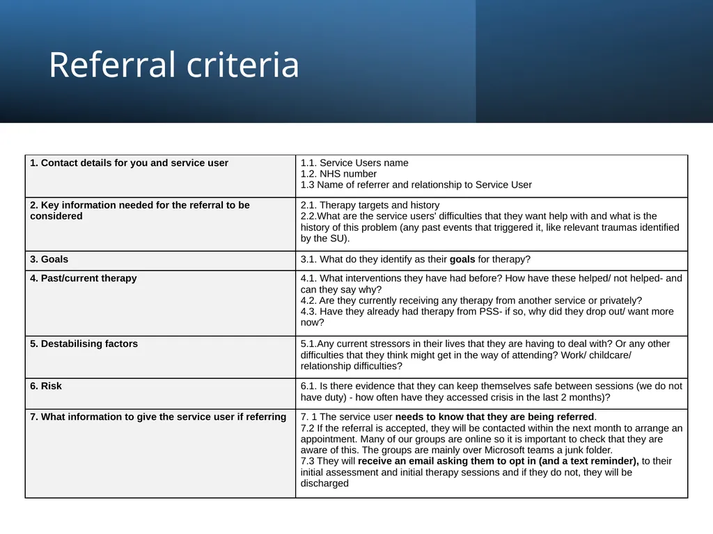 Psychological Skills Service (PSS) September 2023 - slide 9 of 13