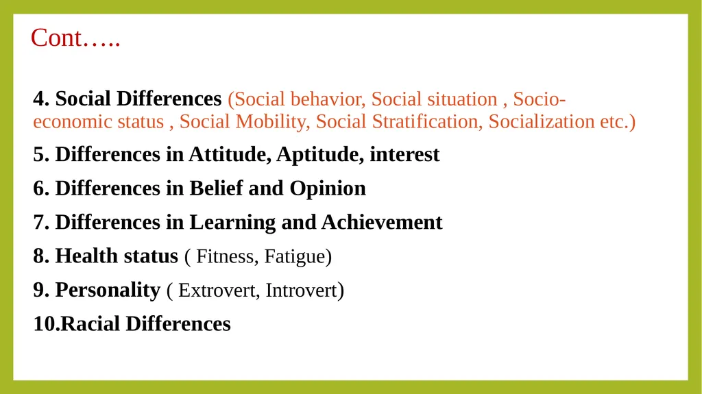 Individual Differences : Meaning, Types, Factors - slide 4 of 11