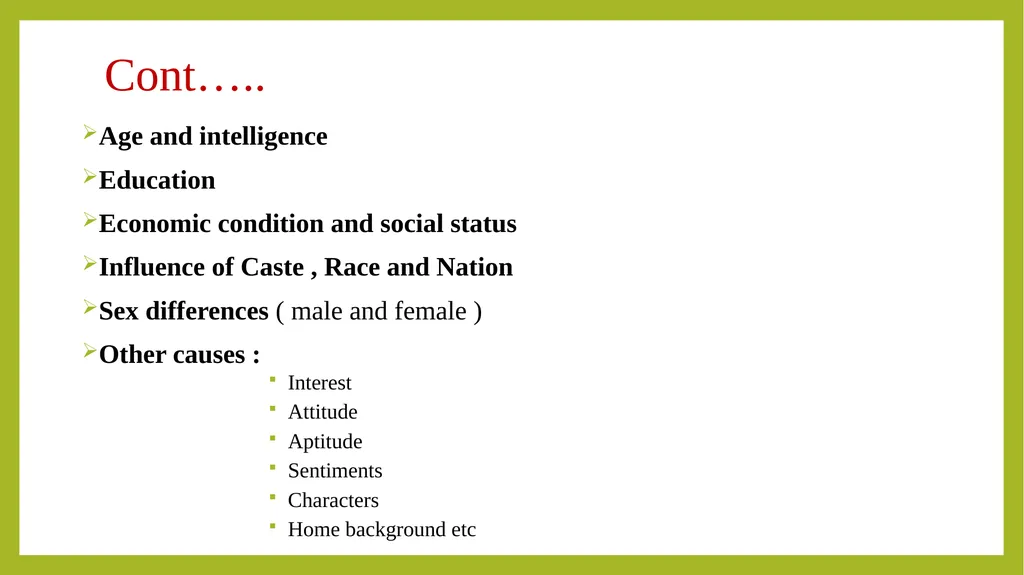 Individual Differences : Meaning, Types, Factors - slide 6 of 11