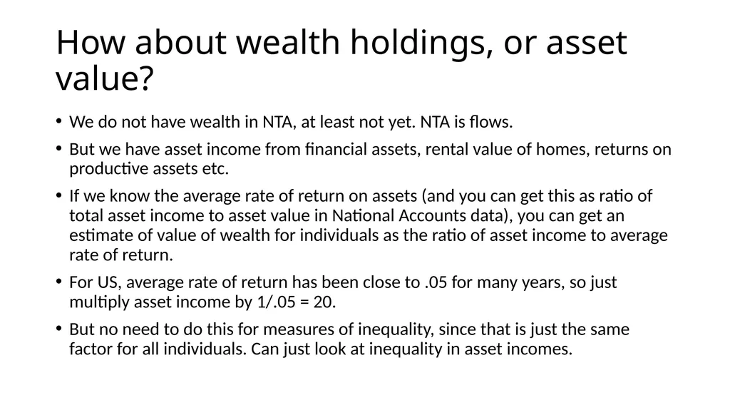 Using NTA at individual level to measure levels - slide 21 of 44
