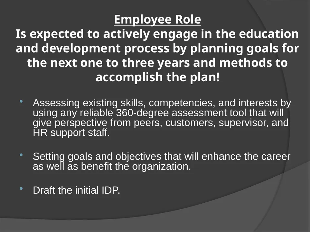 Individual Development Plan (IDP) AGENDA IDP plan - slide 8 of 29