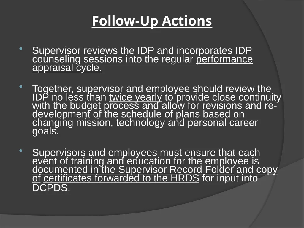Individual Development Plan (IDP) AGENDA IDP plan - slide 15 of 29