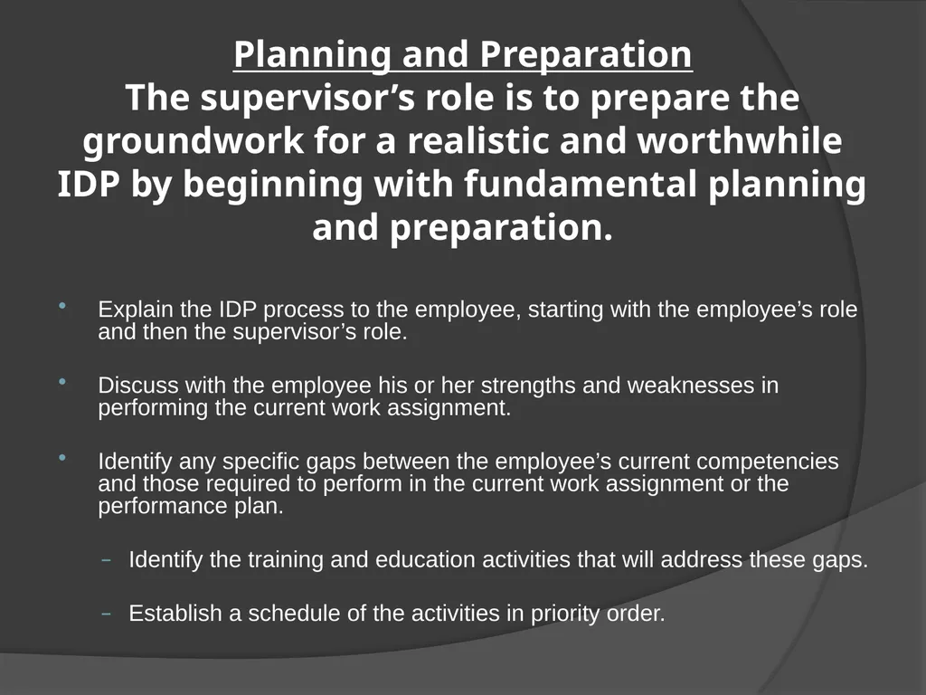 Individual Development Plan (IDP) AGENDA IDP plan - slide 9 of 29