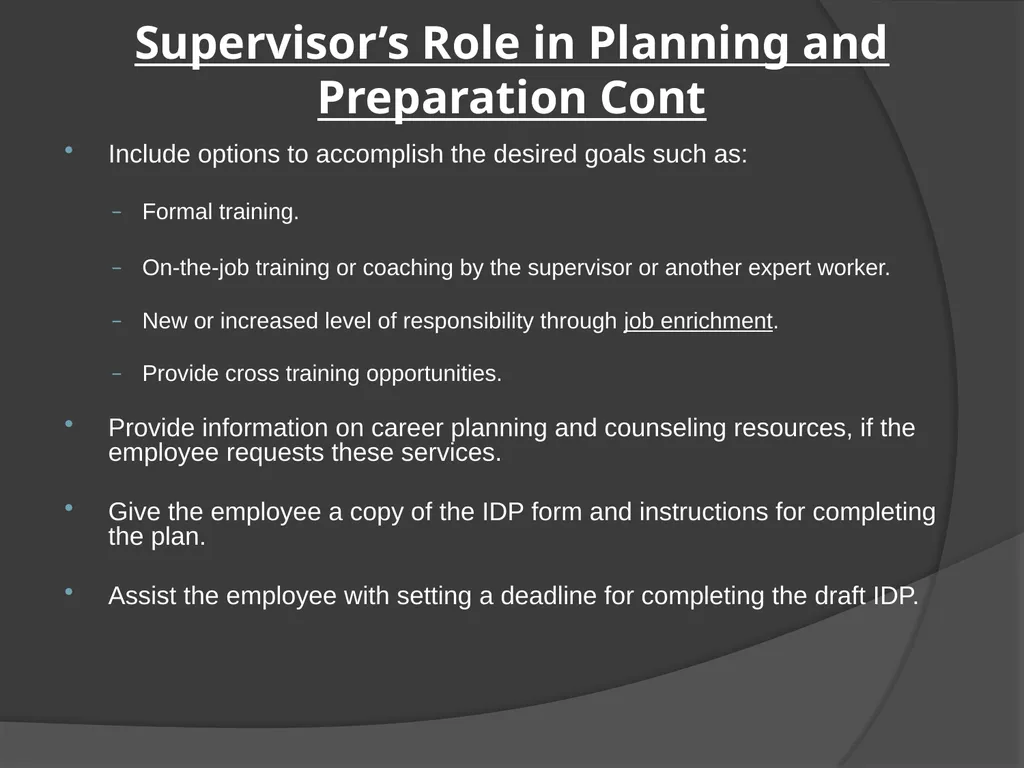 Individual Development Plan (IDP) AGENDA IDP plan - slide 10 of 29