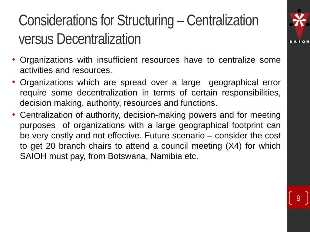 SAIOH Structuring of SAIOH – Regional Conferences - slide 9 of 29