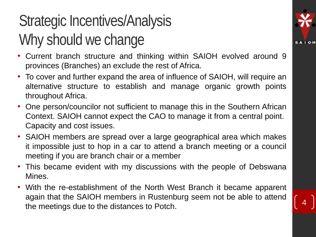 SAIOH Structuring of SAIOH – Regional Conferences - slide 4 of 29