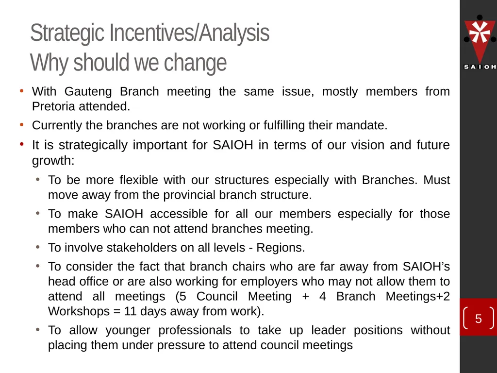 SAIOH Structuring of SAIOH – Regional Conferences - slide 5 of 29