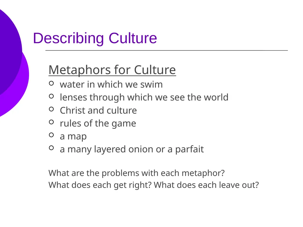 Chapter 2: Culture Objectives: Define the culture - slide 12 of 16