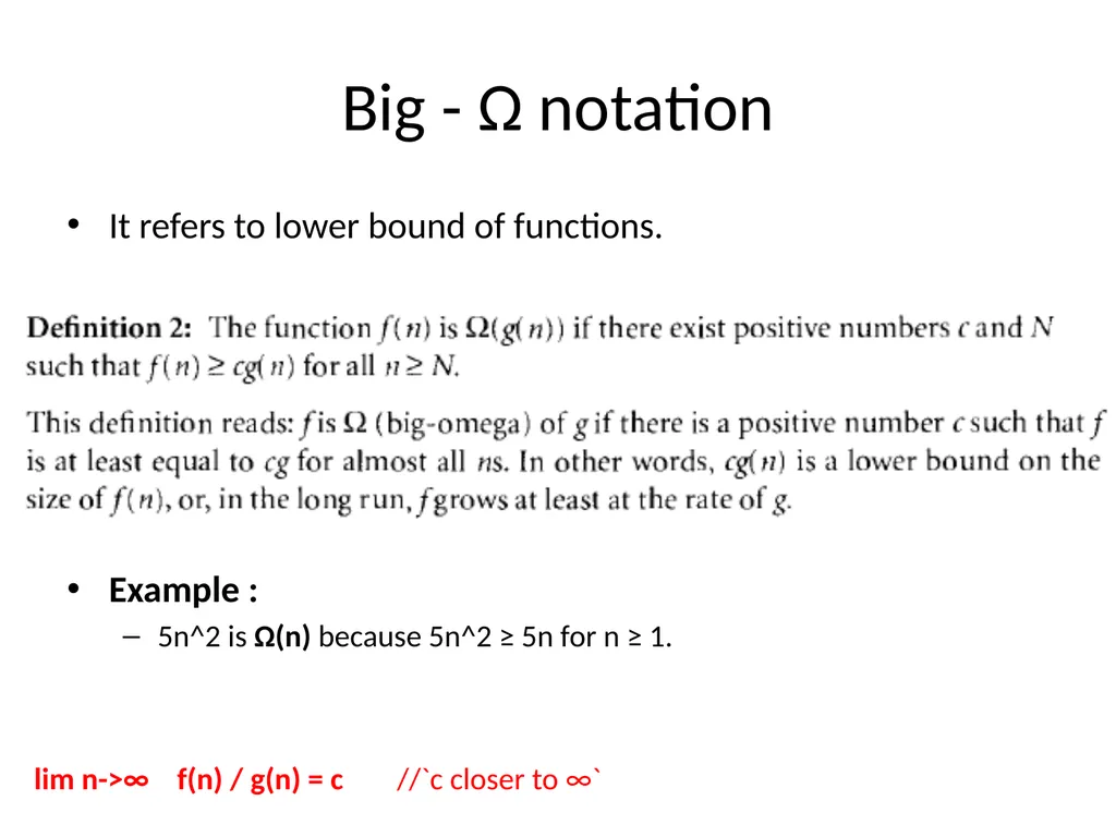 Complexity Analysis Big – O notation It is most - slide 37 of 45