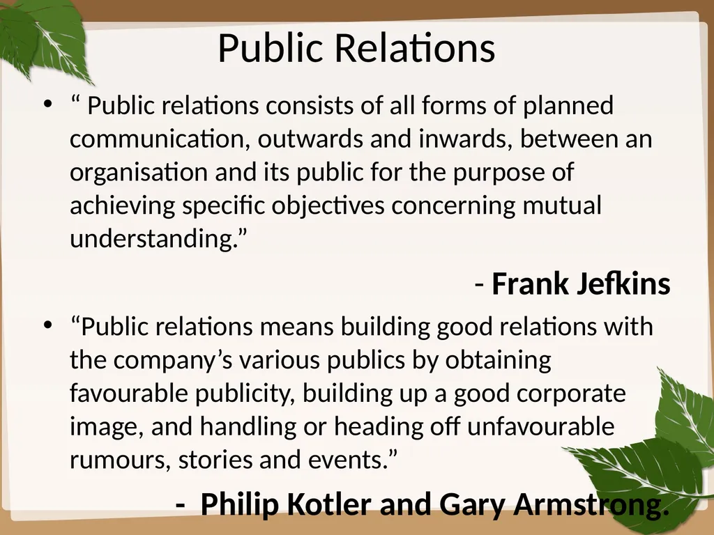 IMC tools Public Relations “ Public relations - slide 2 of 29