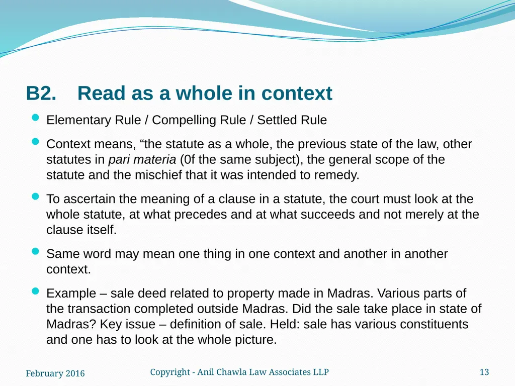 Interpretation of Statutes and Agreements in India - slide 13 of 65