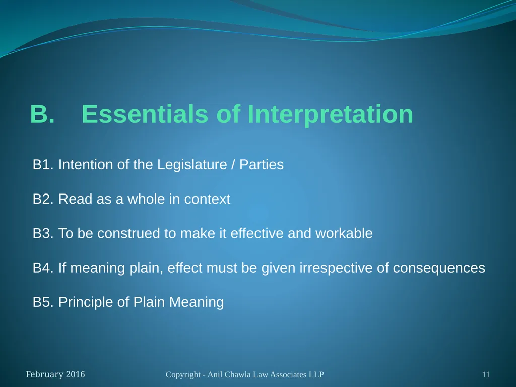 Interpretation of Statutes and Agreements in India - slide 11 of 65