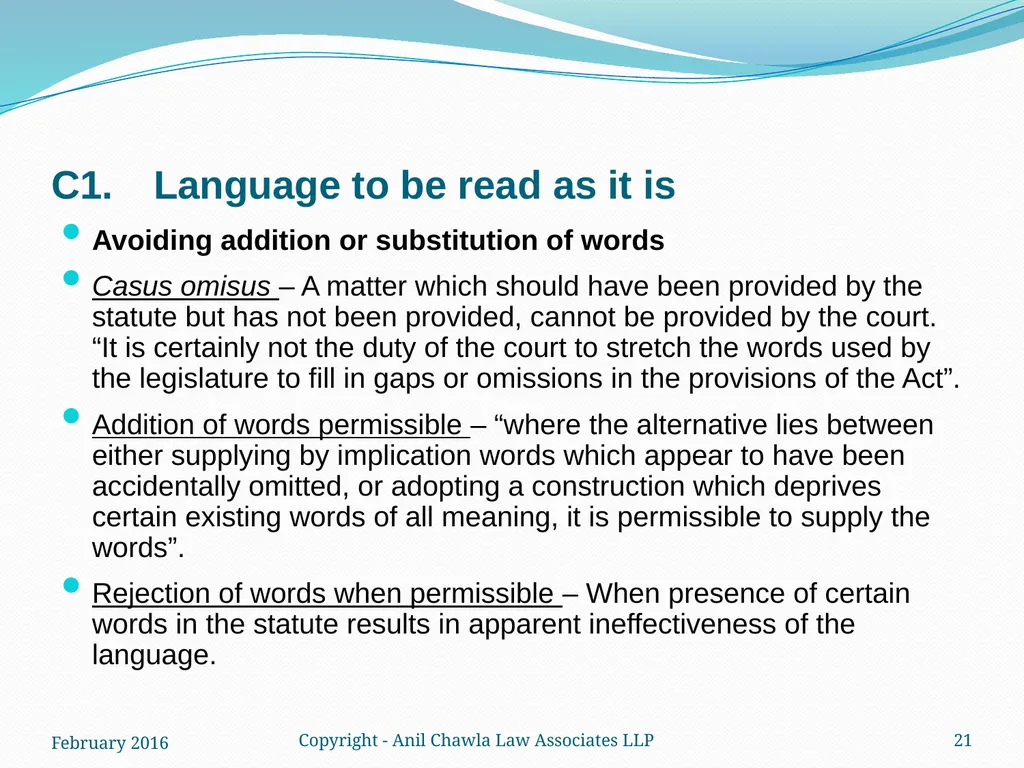 Interpretation of Statutes and Agreements in India - slide 21 of 65