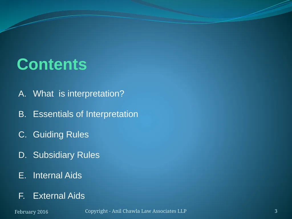 Interpretation of Statutes and Agreements in India - slide 3 of 65